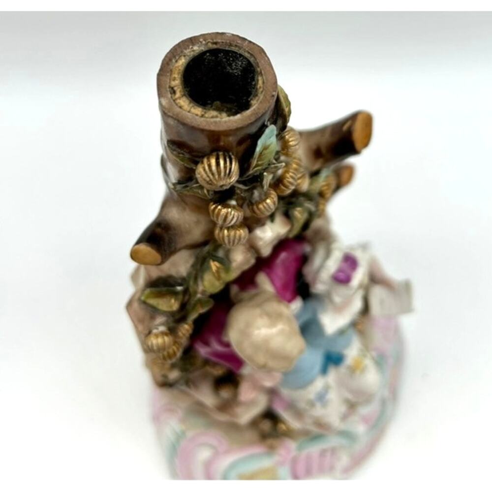 Antique Conta Boehme German Porcelain Courting Couple Figural Candle Holder 11" - Picture 12 of 12